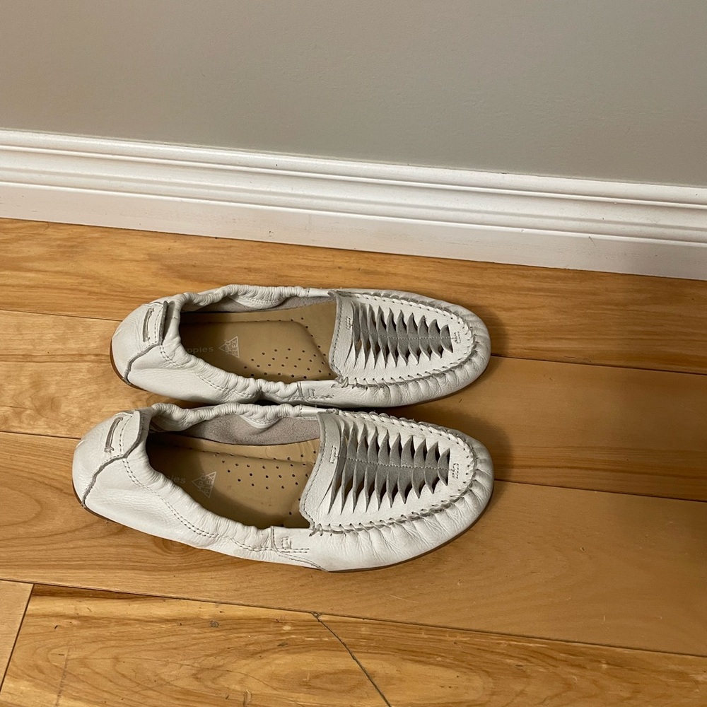 Hush Puppies White Leather Loafers